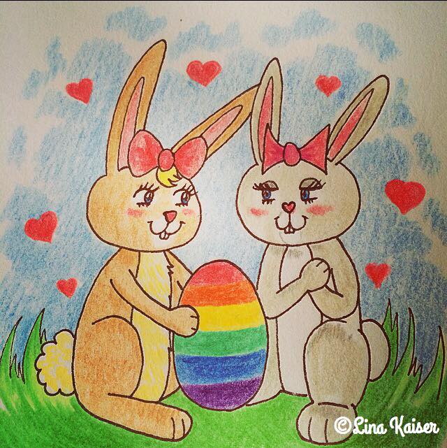 Lesbische Osterhasen Illustration von Lina Kaiser
